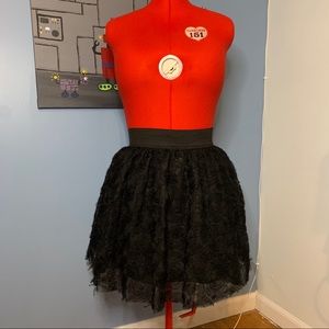 🌹Black Tulle Skirt with Flower Pattern🌹